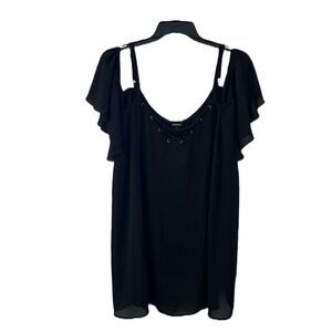 Torrid Lace Up Black Cold Shoulder Women's Plus Size Blouse Size 5‎ (5X) NWT